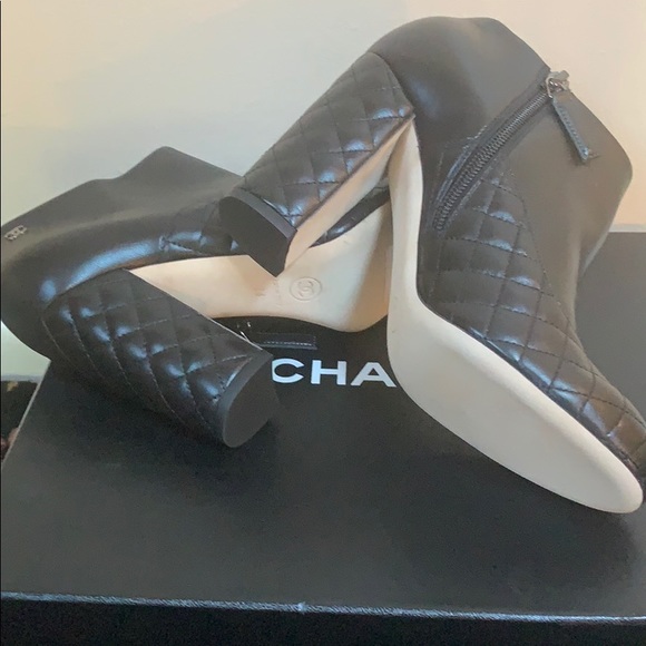 SOLD CHANEL NWT Chanel Black Lambskin Bootie. 38 - Picture 5 of 7